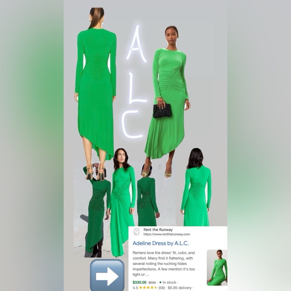 A.L.C. Adeline Vibrant Green Asymmetrical Dress